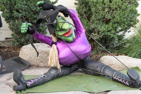 Gardner Village Witch Displays - yoga witch display 